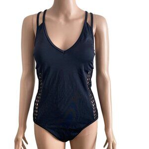 Coastal Blue Swimsuit Womens Medium Black One Piece Stretch